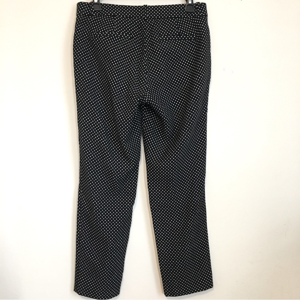 J. Crew Cafe Capri Mid Rise Wool Blend Tiny White Polka Dots Black Cropped Pants - Picture 3 of 15